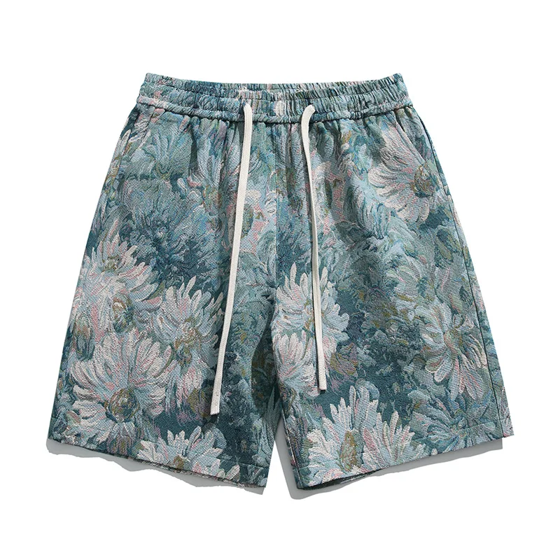 Neue Sommer Herren Stil mittlere Taille lose elastische Krawatte Blumen drucken Freizeit hose klassische Mode Pendler All-Match-Shorts