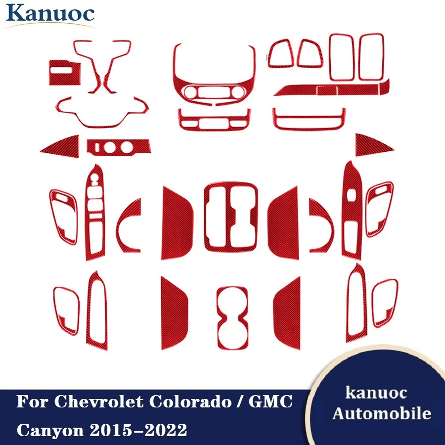 

Carbon Fiber Red Stickers Car Interior Accessories For Chevrolet Colorado / GMC Canyon 2015 2016 2017 2018 2019 2020 2021 2022
