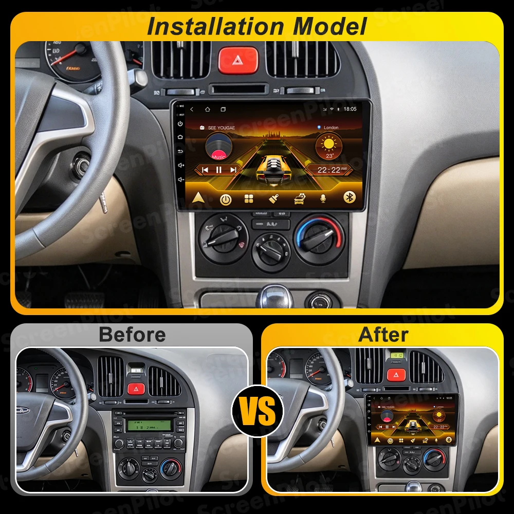 Android 16 For Hyundai Elantra 2003 - 2006 Car Radio Stereo Head Unit Multimedia Video Player GPS Navigation 2K QLED 9 inch 5G