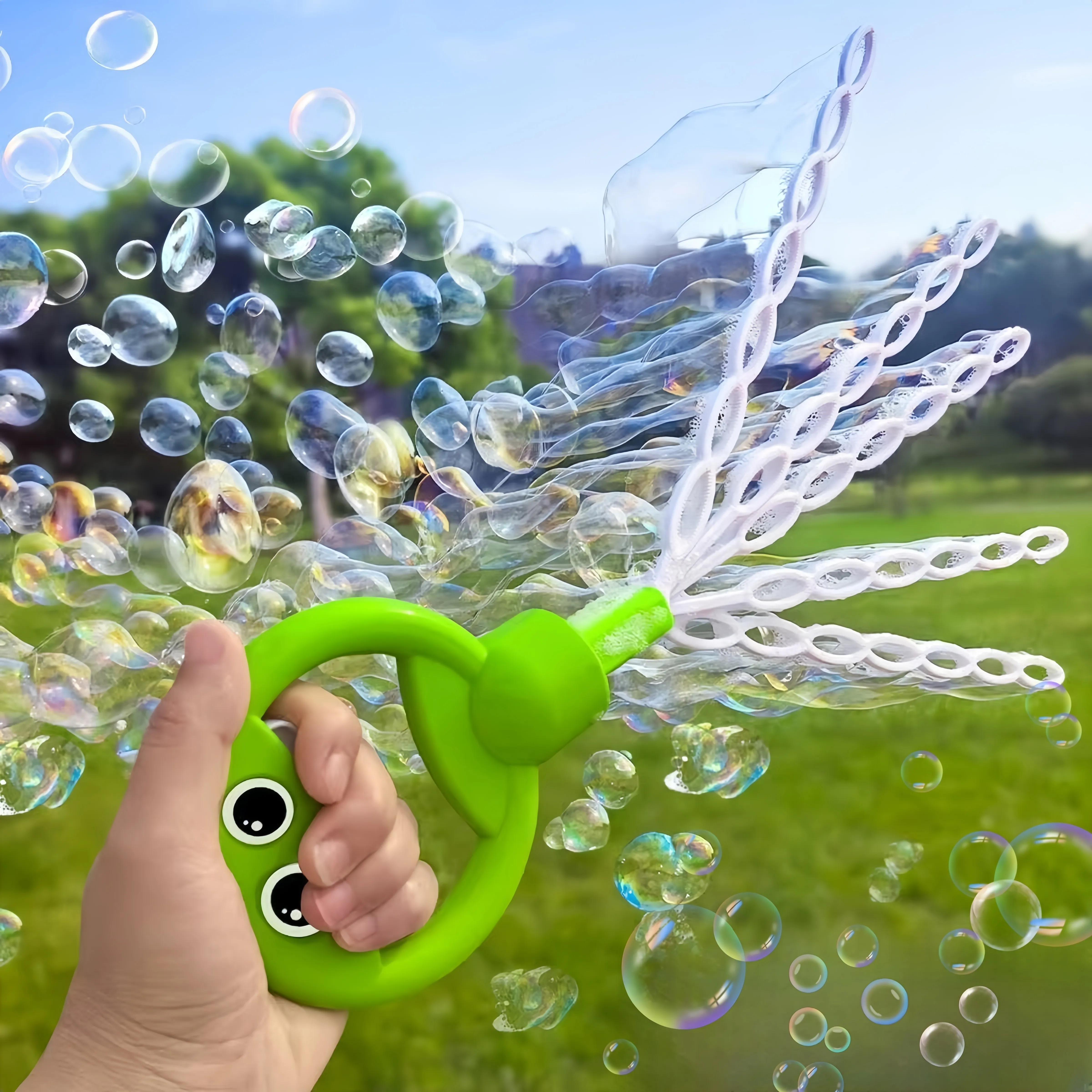 عصا فقاعات الوجه المبتسمة ذات 36 فتحة - ماكينة فقاعات ذات 5 مخالب، خارجية/داخلية، تصميم مثير للاهتمام، هيكل متين