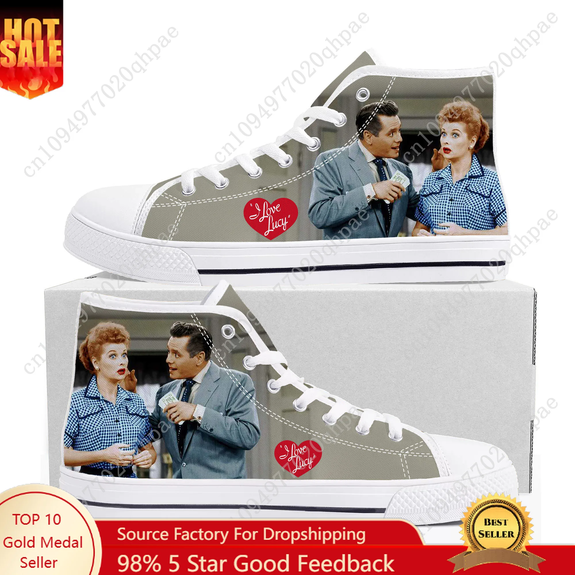 

I Love Lucy High Top Sneakers Mens Womens Teenager High Quality Canvas Sneaker 3D Print Casual Couple Shoes Personalized Shoe