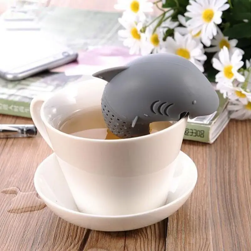 Cute Silicone Shark Tea Infuser Leaf Strainer Herbal Spices Filter Food Grade Loose Leaf Diffuser Teabags For Tea And Coffee