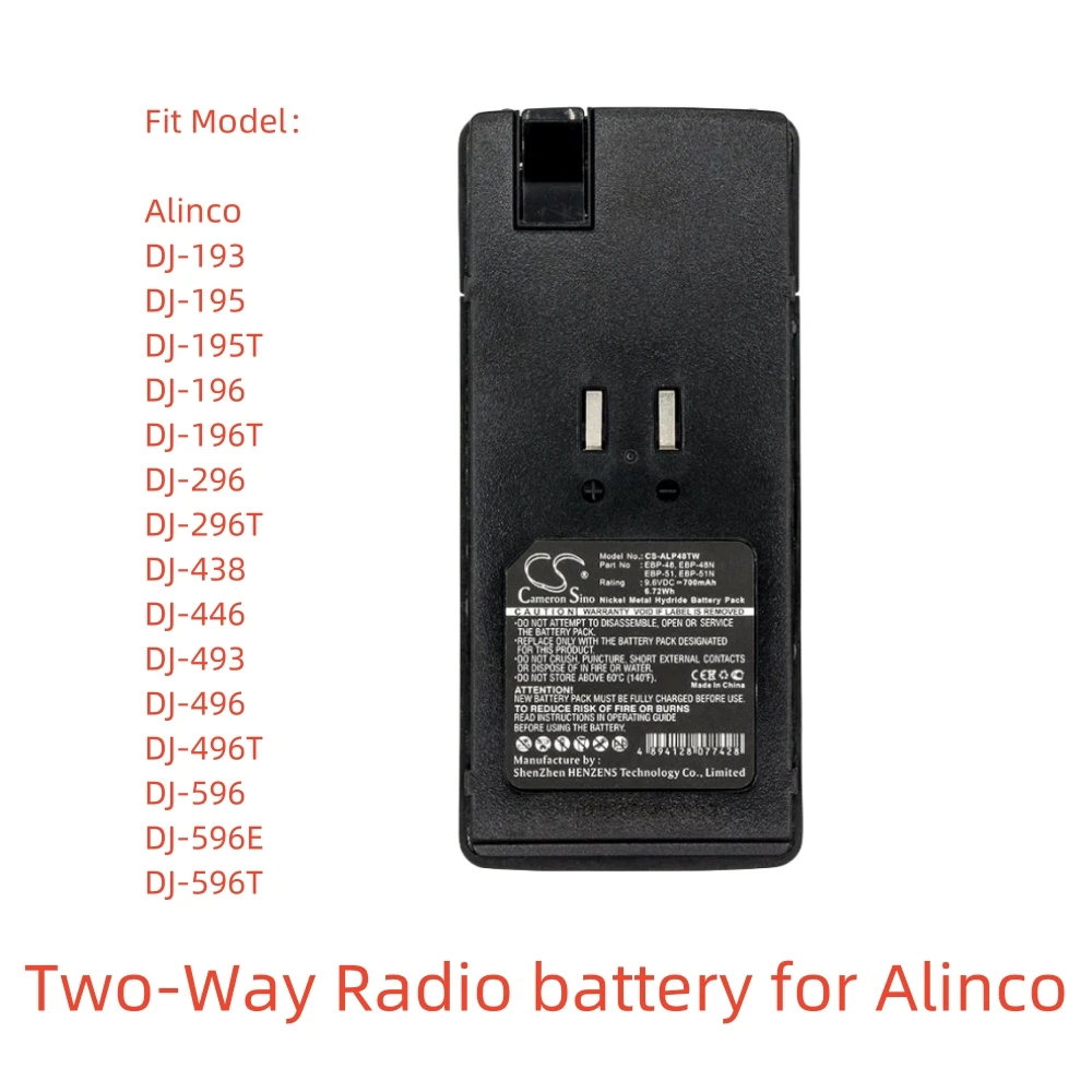 

Ni-MH Two-Way Radio battery for Alinco,9.6v,700mAh,DJ-193 DJ-195T DJ-196T DJ-296T DJ-438 DJ-446 DJ-493 DJ-496T DJ-596E DJ-596T