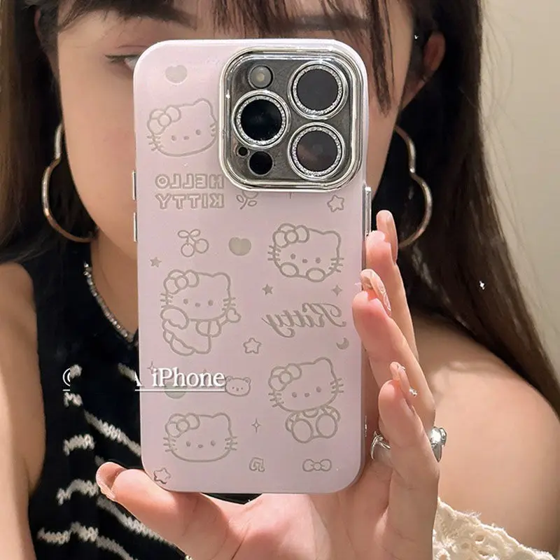 Hello Kitty Apple Phone Protective Case Cartoon Iphone 15 12/13/14 Anti Drop Phone Case Female Full Package Protective Shell ﻿