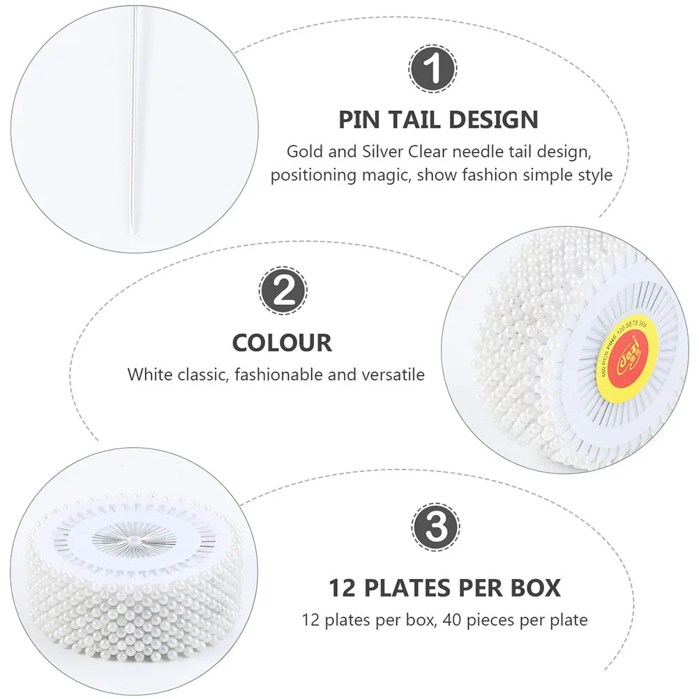 

960 pcs Pearl Head Pins Durable Imitated Pearl Decorative Needles For Wedding Bouquet Dressmaking Corsage Sewing Craft