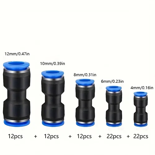 Imagen 2 del producto Kit de accesorios para manguera de aire de conexión rápida, conectores neumáticos de empuje a conexión de Metal, rosca Universal, resistente a fugas, 80 Uds.