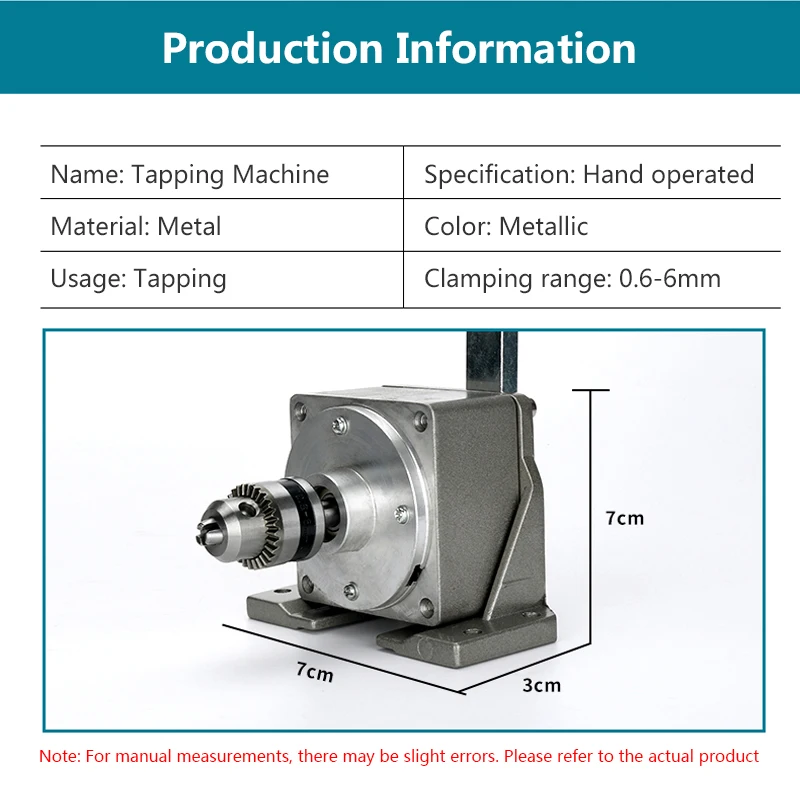 Manual Tapping Machine Portable Drilling Threading Machine with 0.6MM-6MM Tap Chuck High Precision Hand Crank Tapper