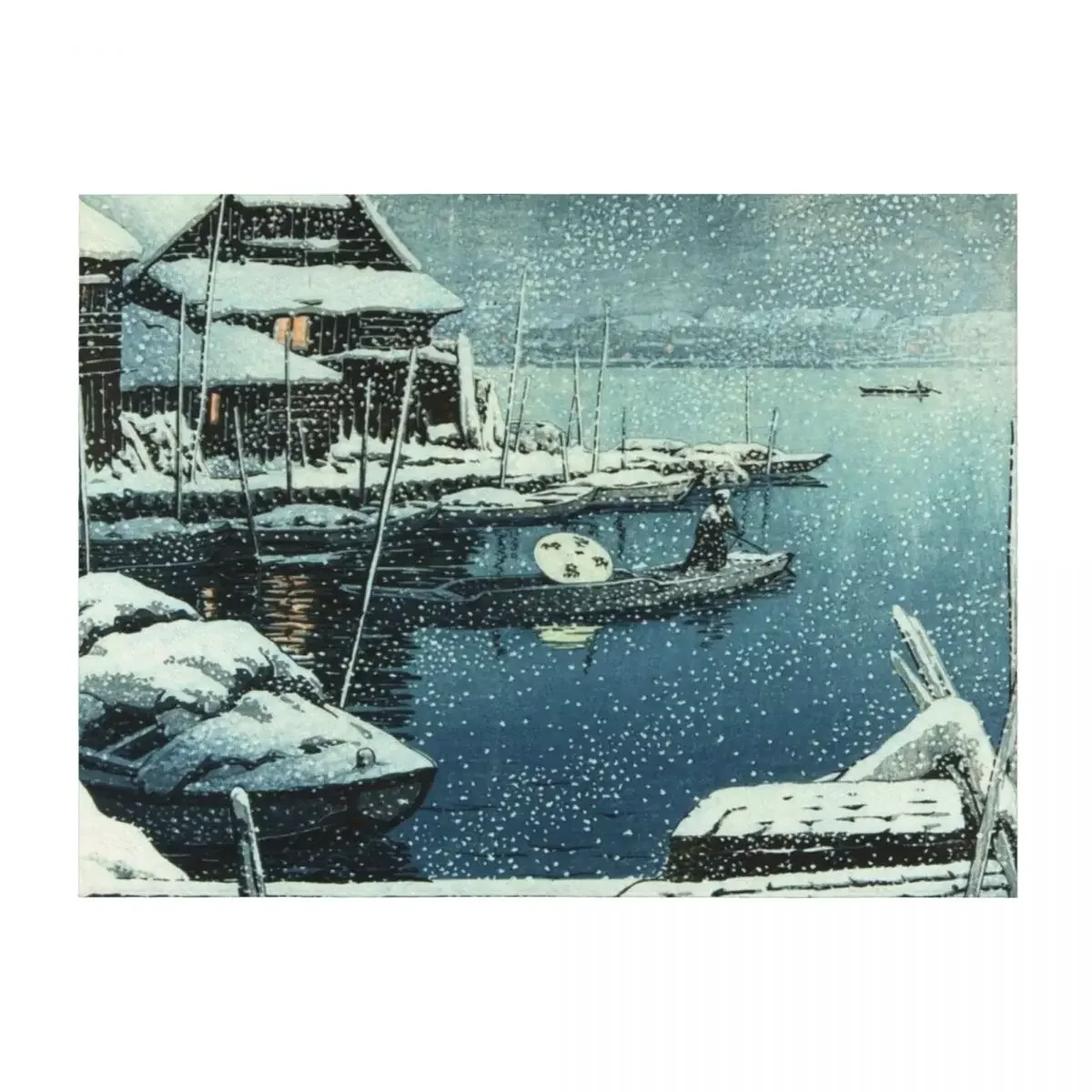 

Kawase Hasui - Snow in Mukojima Throw Blanket Moving Blankets Sofas Of Decoration For Decorative Sofa Plush Blankets