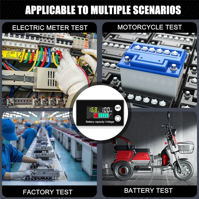 AA01-For عربة جولف شاشة البطارية الرقمية 4 حزمة 8-100 فولت ، 12 فولت 24 فولت 36 فولت 48 فولت 60 فولت 72 فولت ، شاشة الكريستال السائل ل مركبة بحرية/سيارة دراجة نارية #5