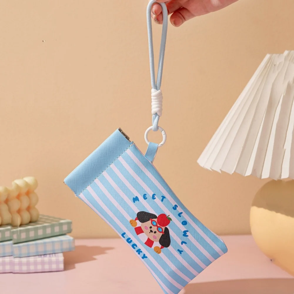 

Pu Leather Pocket Holder Anti-Pressure Soft Eyewear Pouch Cartoon Sunglasses Storage Bag Multifunctional Automatic Closed Cover