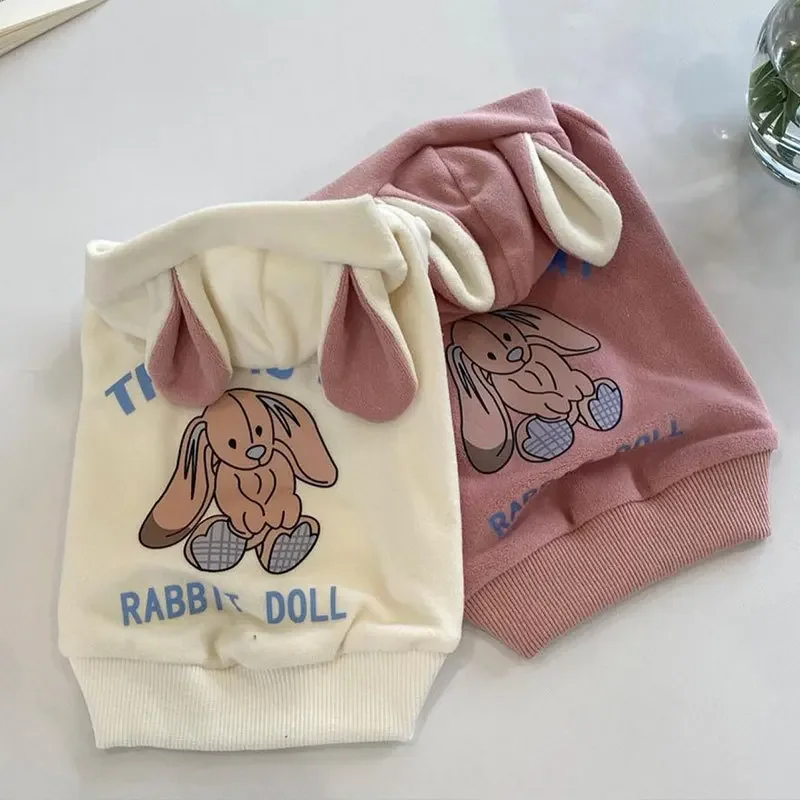 

Cute Rabbit Ear Hoodie Autumn and Winter New Style Puppies Sweater Medium and Small Dogs and Cats Warm Pet Clothes