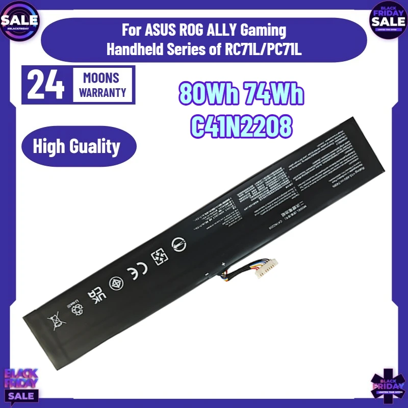 New 80Wh 74Wh C41N2208 Battery for ASUS ROG ALLY Gaming Handheld Series of RC71L/PC71L