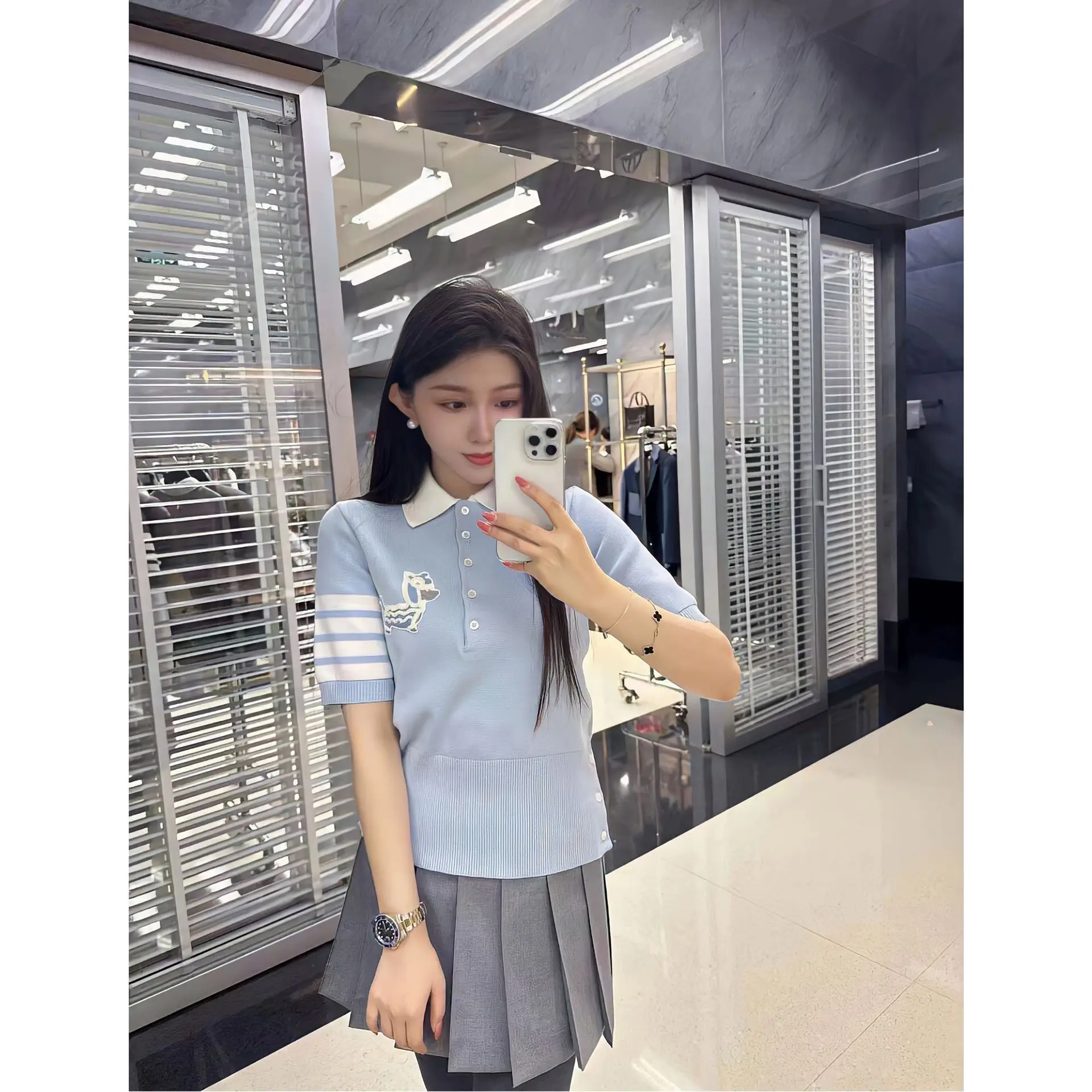 قسط الصوف متماسكة Ne ort Sve المرأة أعلى تصميم الإحساس الكلب أربعة أشرطة كلية Sle الأزرق irt Sweet Sle