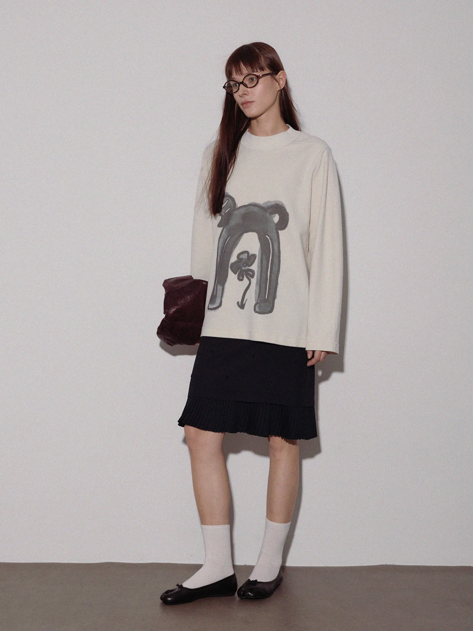 

Loose Fit Knitted Printed Towel Texture Fabric Overhead Door Top Women's Sweatirt Polyester Cotton Blend Long Sve ro...