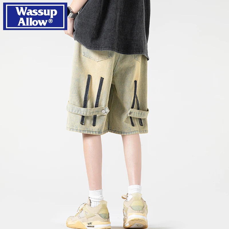 

Wassup Allow, новые летние мужские повседневные прямые спортивные джинсы, рабочая одежда, брюки свободного покроя, дышащая смесь хлопка и полиэстера