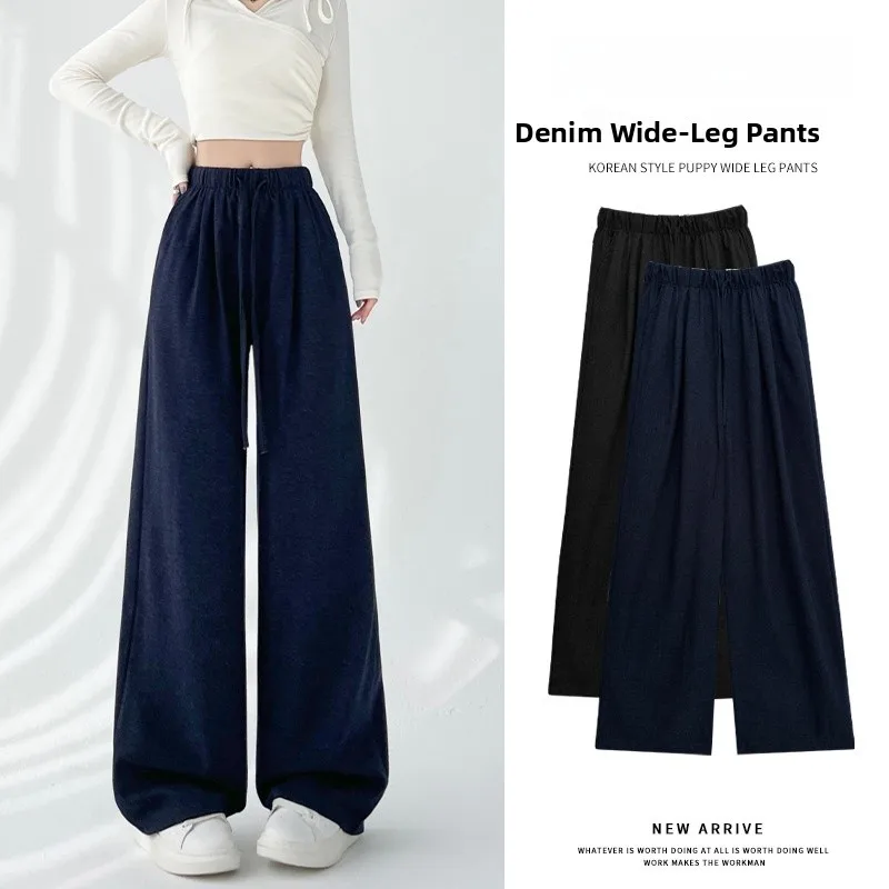 

Женские джинсы с высокой талией и широкими штанинами, повседневные свободные брюки в пол, дизайнерский крой, в расслабленном стиле, из полиэфирного волокна, летняя коллекция