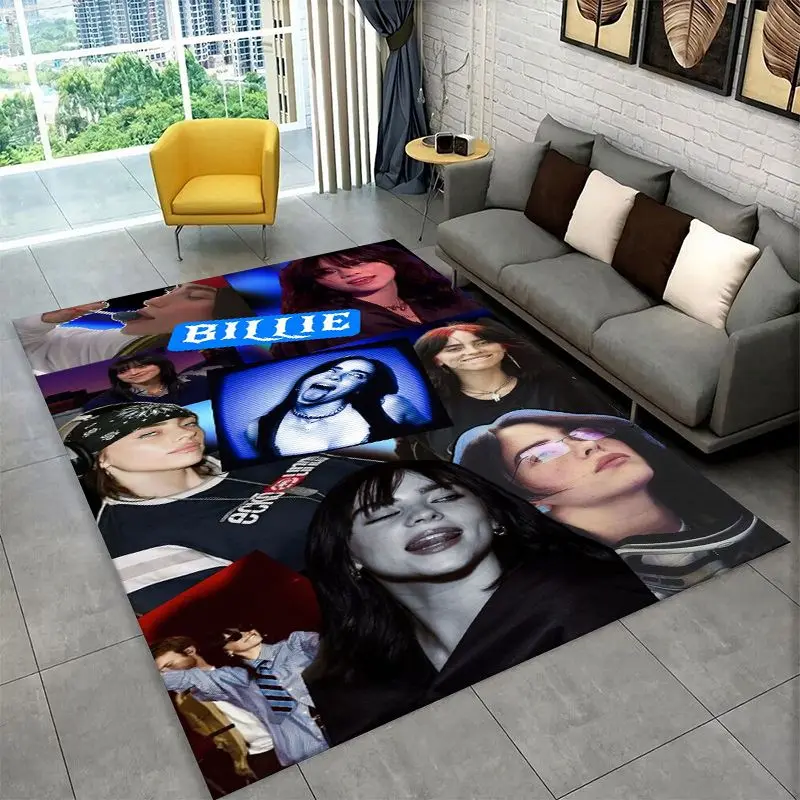 Famous Singer Billie Eilish Star Non-Slip Area Rug for Living Room,Bedroom,Playroom,Carpet Floor Mat Home Decor Rug  Room