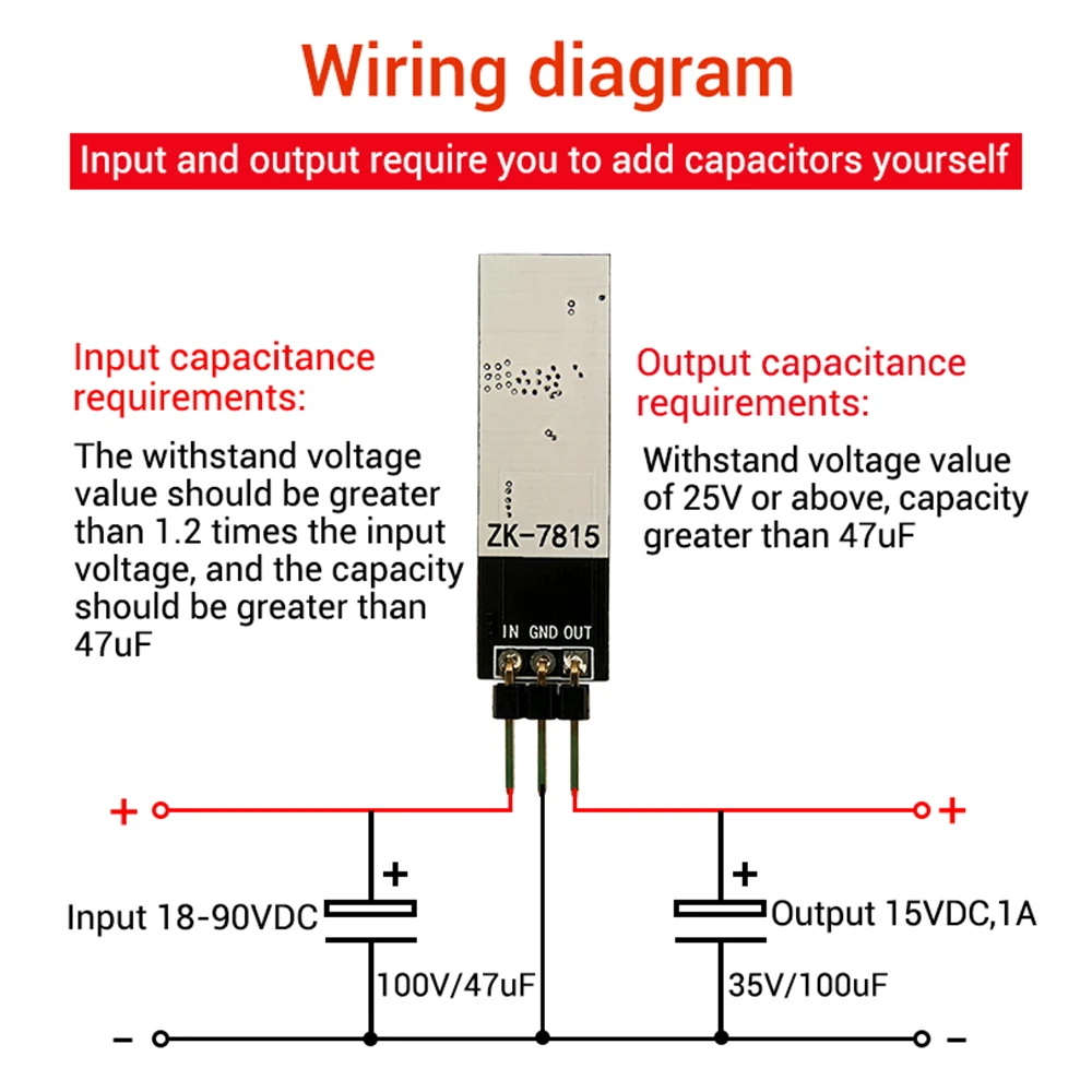 DC18-90V To DC15V Buck Module Regulator Board High Efficiency High Voltage Buck Module Constant Voltage Output
