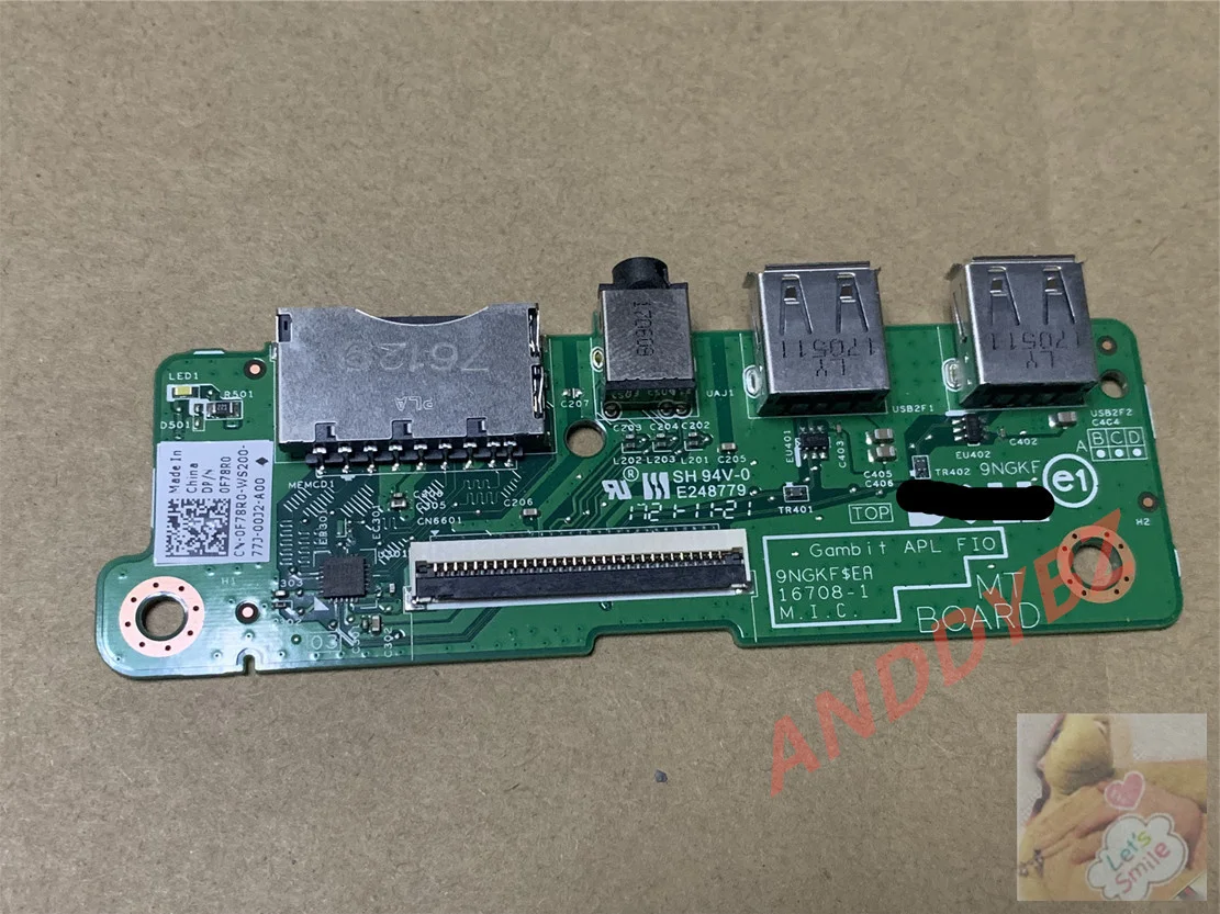 Used For Dell Inspiron 3662 I/O Board With USB Audio And SD Card Reader F78R0 cnn-0f78r0 0f78r0  TESED OK