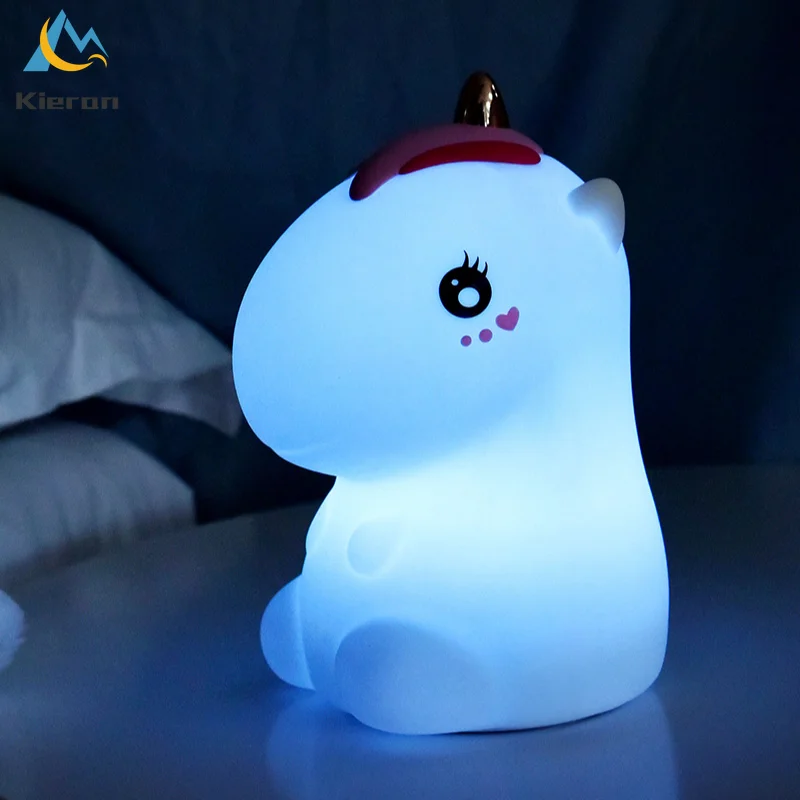 Touch Sensor Unicorn LED Night Lights USB Rechargeable Cartoon Night Lamp Silicone Children Kids Baby Gift Bedroom Bedside Lamp