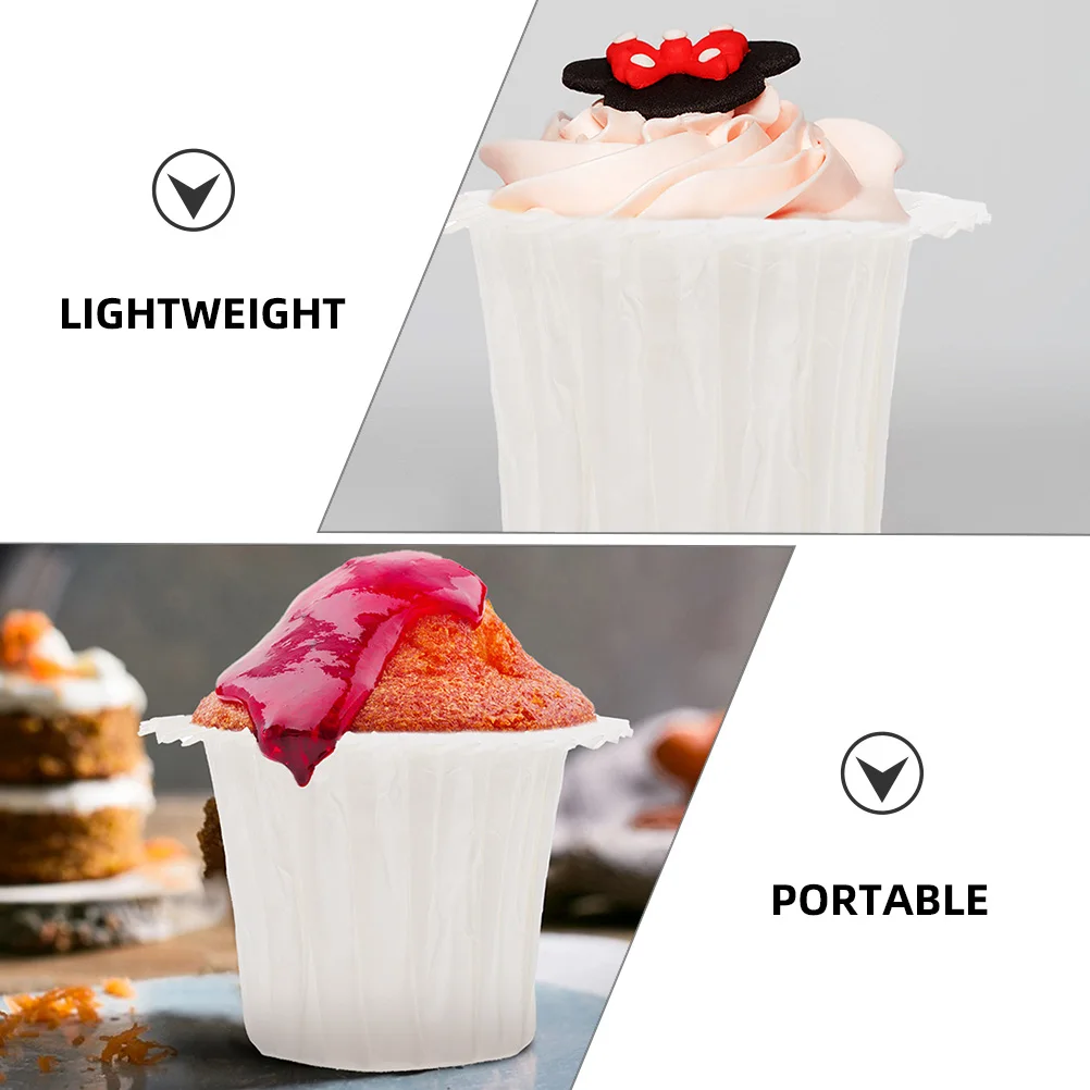 

50 Pcs Baking Cups Cake Tray Muffin Paper Liner Cupcake Top Hat White Holder Liners
