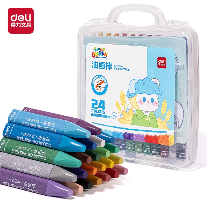 

Deli 72072 Plastic Box Oil Pastels 24 Colors Soft Wax Crayons EU US Certified Art Painting Pencils for Drawing & Coloring