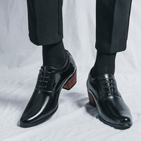 New Male Lace-Up Oxfords Shoes 2024 Leather High Heels Men Club Shoes Classic Pointed Toe Male Casual Shoes New Arrival Men Shoe
