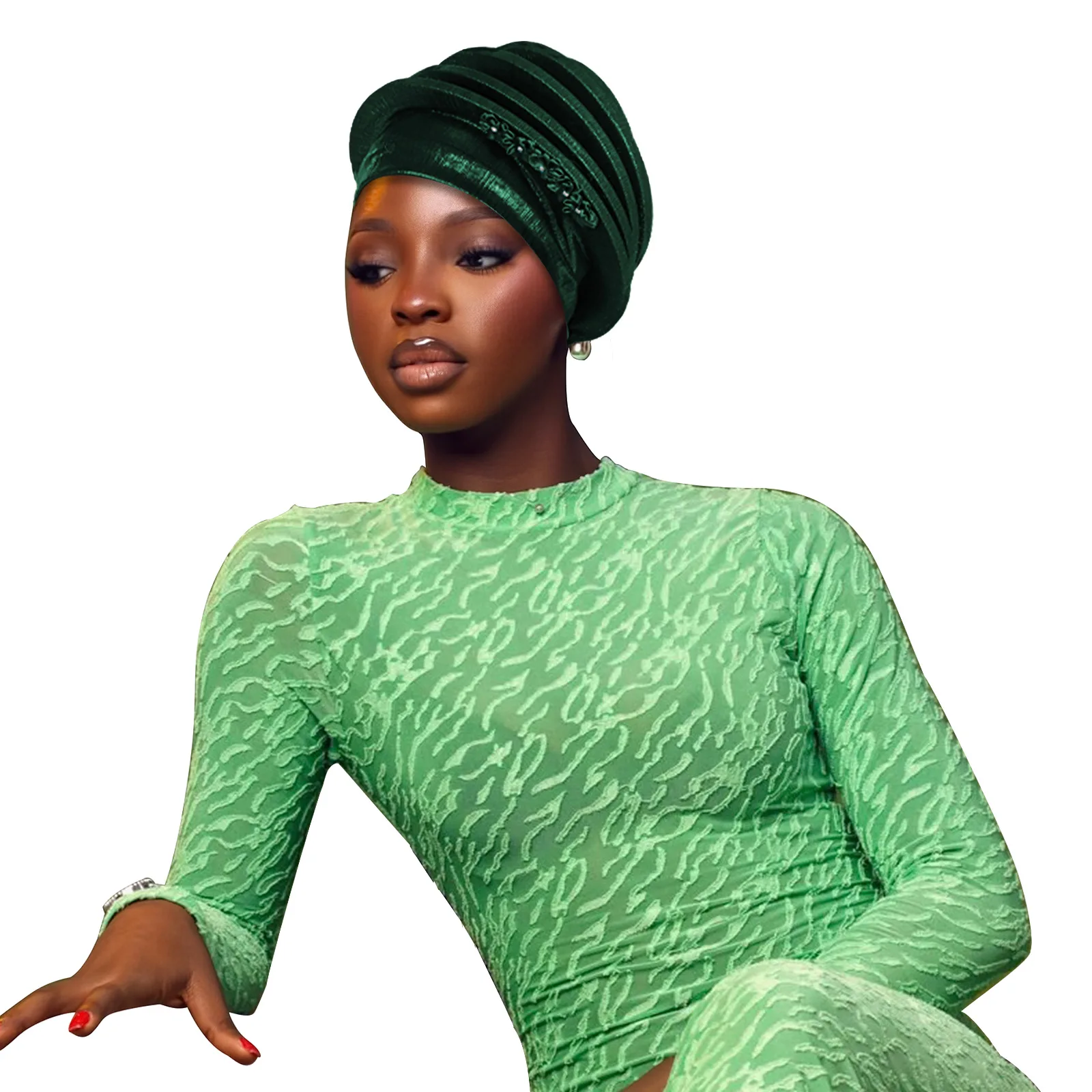 

Spiral Beret Turban Cap for Women African Auto Gele Nigeria Headtie Flower Wedding Party Head Wrap Already Made Hijab Bonnet Hat