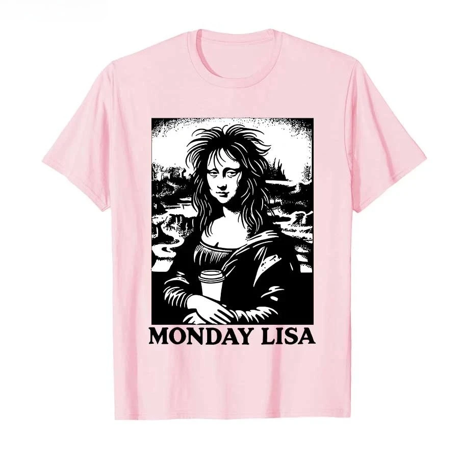 متعب فوضوي الشعر الاثنين ليزا القهوة عاشق جديد المرأة تي شيرت تي شيرت قصير الأكمام قمة الموضة الجرافيك تي شيرت شخصية Y2K