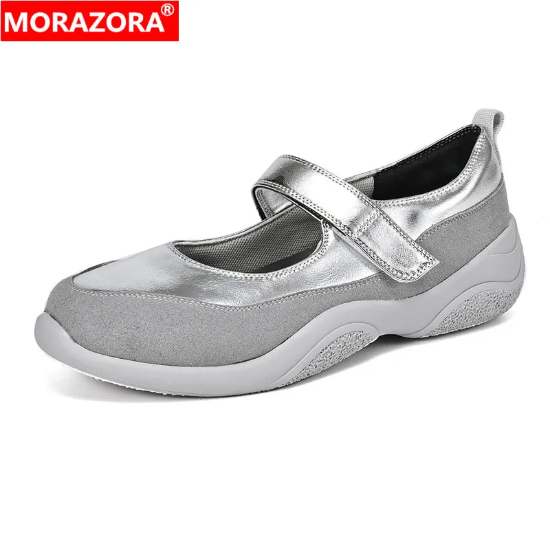 

MORAZORA 2024 New Cow Leather Women's Mary Janes Pumps Women Shoes Fashion 5cm Mid Heels Spring Summer Casual Daily Shoes