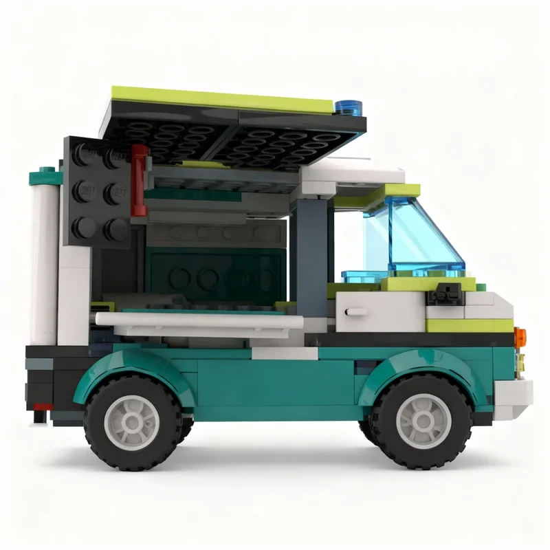 153pcs MOC Ice Cream Truck Model Building Blocks Toy Construction Christmas Gift DIY Creative Assemble Birthday Education Idea