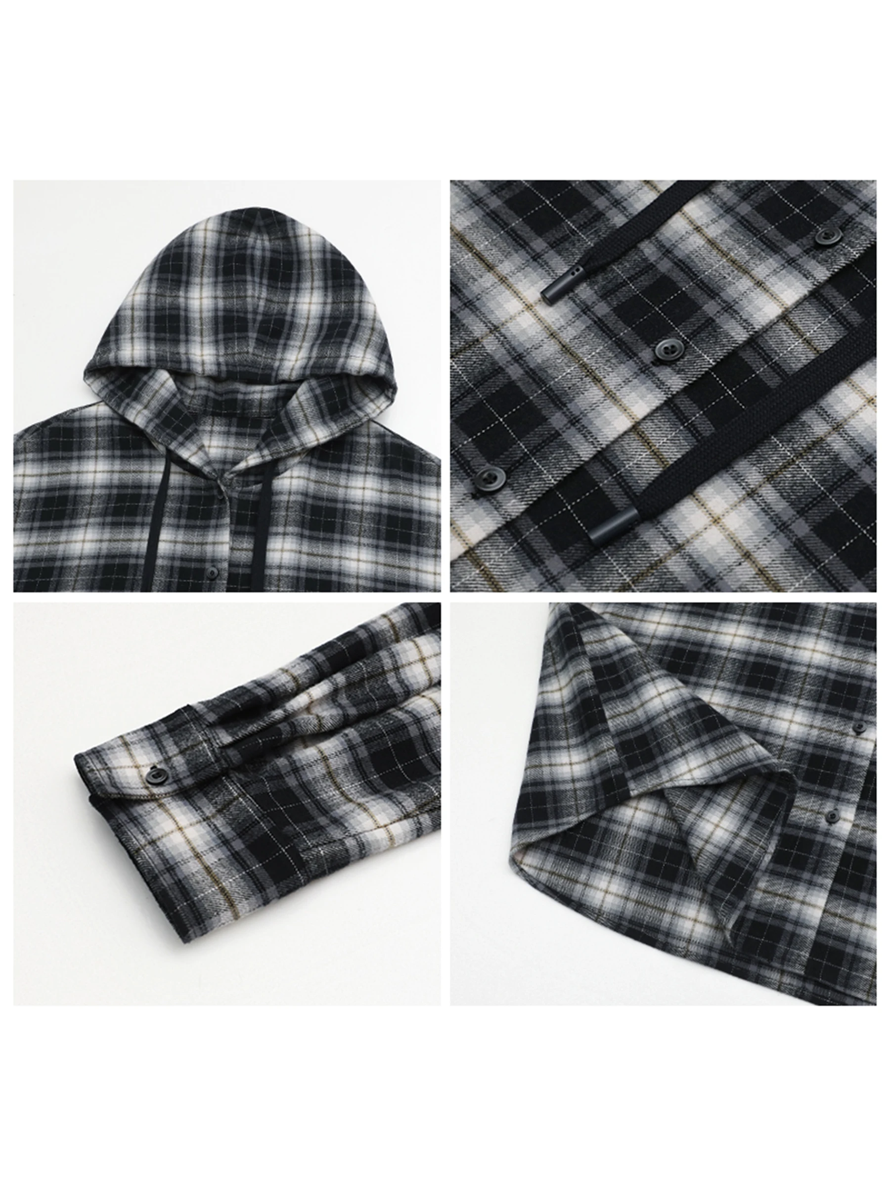 CHIC VEN Koreaanse Vrouwen Shirt Nieuwe Katoen Geborsteld Capuchon Plaid Blouses Lange Mouwen Oversize Vrouwelijke Jas Herfst Winter 2025