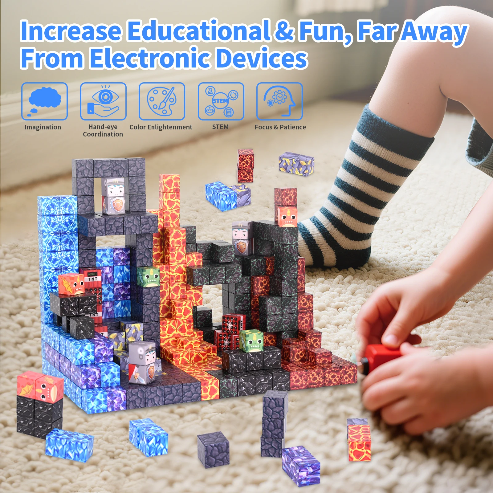 Magnetische bouwstenen set - puzzelspeelgoed, oefening denklogica, een verjaardagscadeau voor kinderen