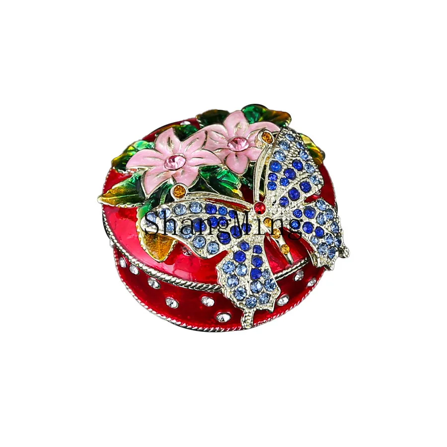

DSA butterfly round enamel color jewelry box creative light luxury desktop small ornament home jewelry storage box