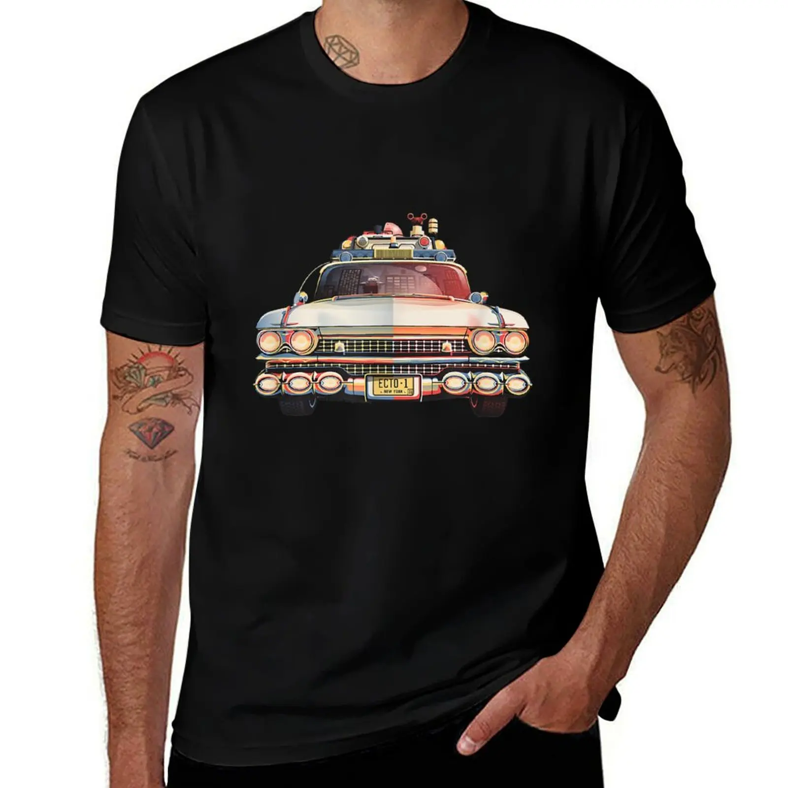 Camiseta con estampado de Ecto-1 de los Cazafantasmas, camiseta de algodón, 100 % algodón.