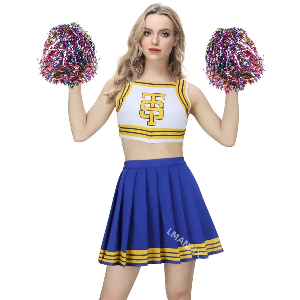 Taylor Cheerleader Uniform  Blue White Cheerleading Outfits Halloween Party Costume For High School Girls