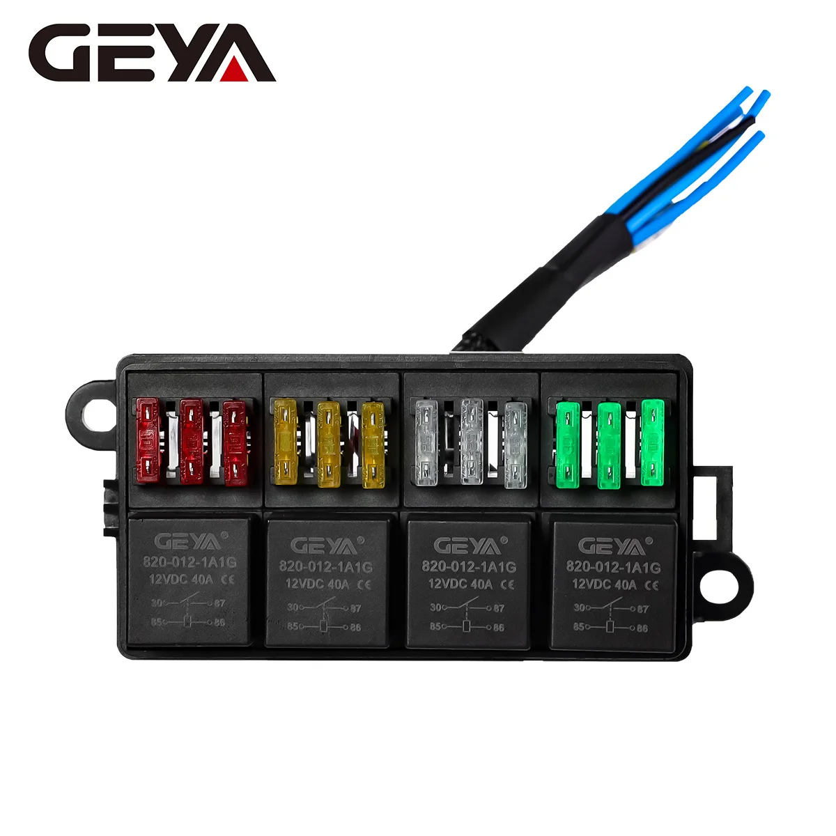 

GEYA 12V Relay Box 12 Way Relay Fuse Box with 4 Relays Pre-wired Waterproof Relay Box ATC/ATO Fuse Relay Block for Car Marine