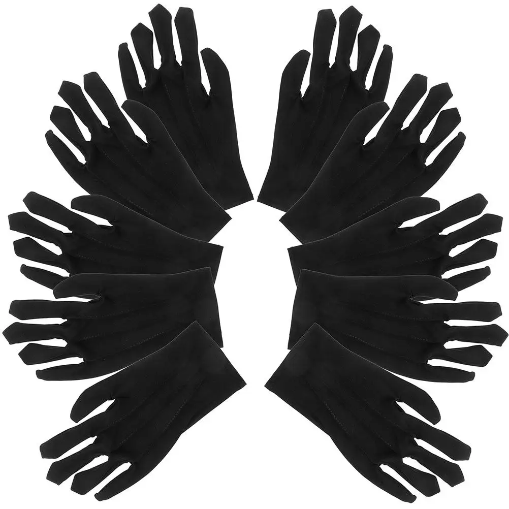 5Pairs Lint Free Gloves For Inspection For Men Black Nylon Lint-free Breathable Stretchy Fit Jewelry Delicate