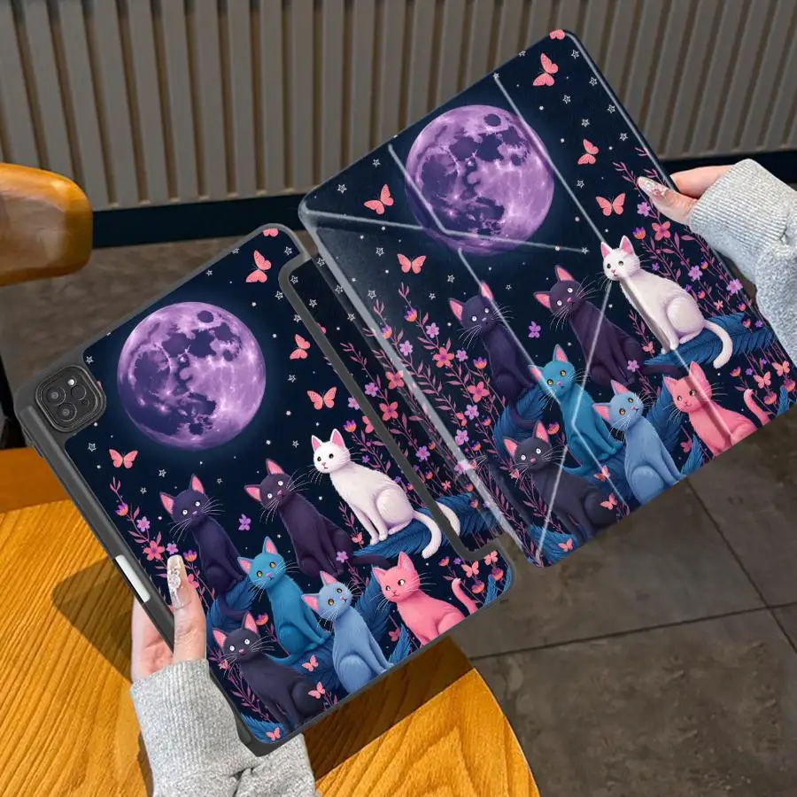 

Color Cat Night Moon Tablet Case For iPad Pro 10th 7th 11th 9th 8th Mini 7 6 Air 2025 4 5 M3 Air M2 1 2 M4 Holder Cover