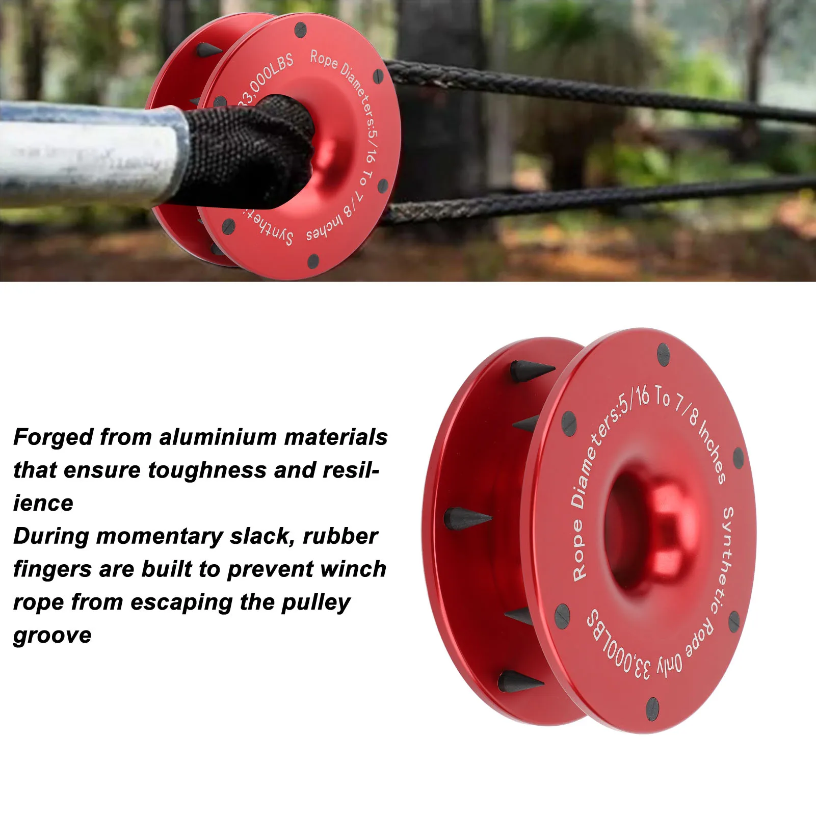

Winch Snatch Towing Ring Aluminium 33000lbs Break Strength Snatch Block Pulley for ATV UTV SUV Truck Dirt Bike 5/16 to 7/8in Rop