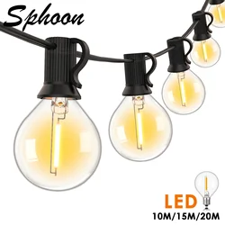 Sphoon-tira de luces LED G40 regulables, cadena de luces de hadas Vintage conectable a prueba de agua de 50 pies/65 pies para decoración de Patio y exteriores