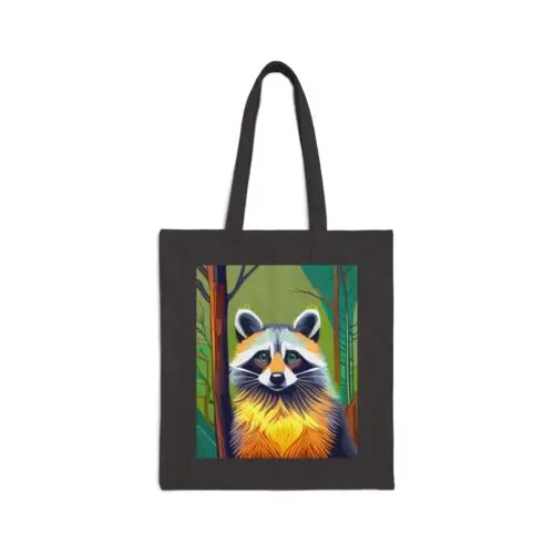 Polarshe Cotton Canvas Tote Bag Raccoon in Pop Art Colors Fantasy Style Design 4, Gift