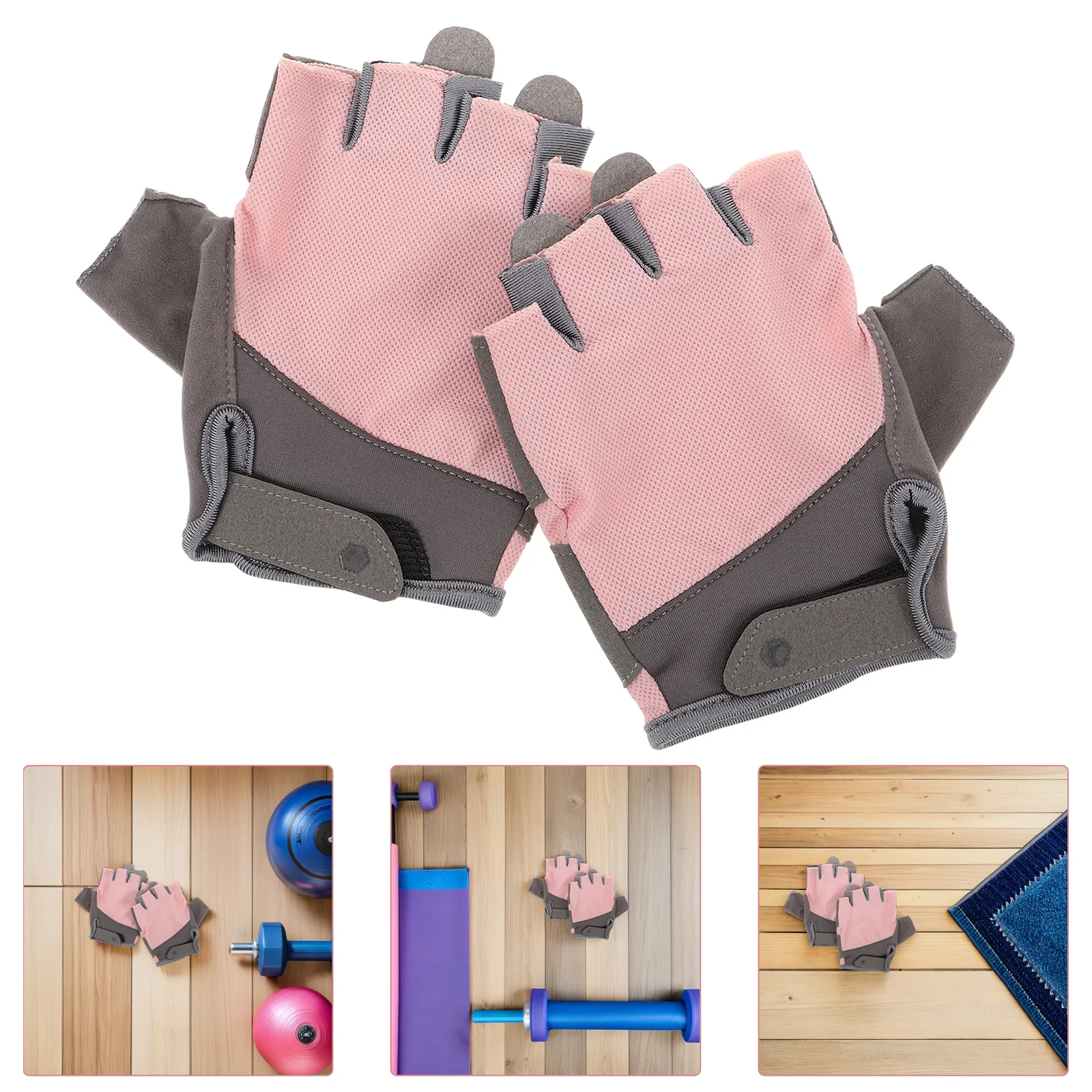 

1 Pair Half-Fingered Fitness Gloves Breathable Non-Slip Workout Gloves For Gym Weightlifting Pull Ups Cycling Men Women Padded