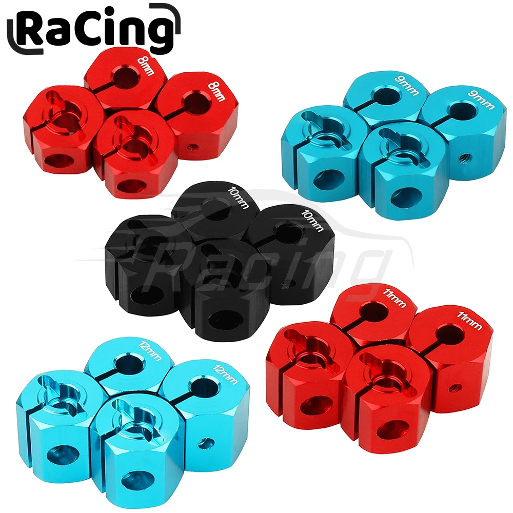 4Pcs Aluminum Alloy 8/9/10/11/12mm Wheel Hex Drive Adapter Hexagon 12mm for Axial SCX10 HSP HPI Tamiya 1/10 RC Car Model Part