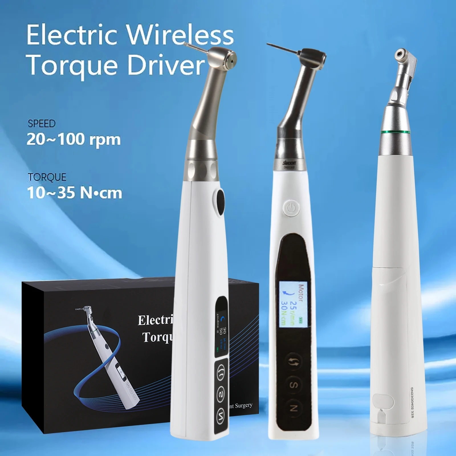 Universal Dental Implant Electric Torque Wrench Driver Prosthetic Restoration 20:1/16:1 Head Wireless Screwdriver Torque Kit