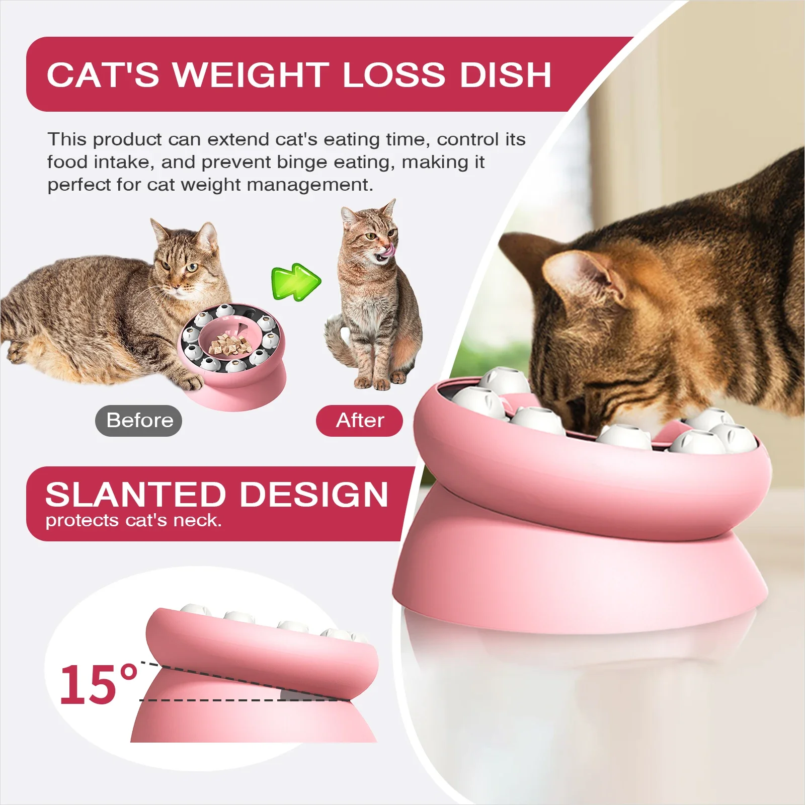 Cat Toys Slow Feeder Cat Bowl Interactive for Indoor Cats Cat Puzzle Feeder Pet Toy for Aid Pets Digestion & Mental Stimulation