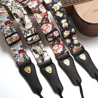 Adjustable Guitar Strap Cute Animal Extra Wide Electric Guitar Belt Personalized Cotton Guitar Shoulder Strap Folk Guitar