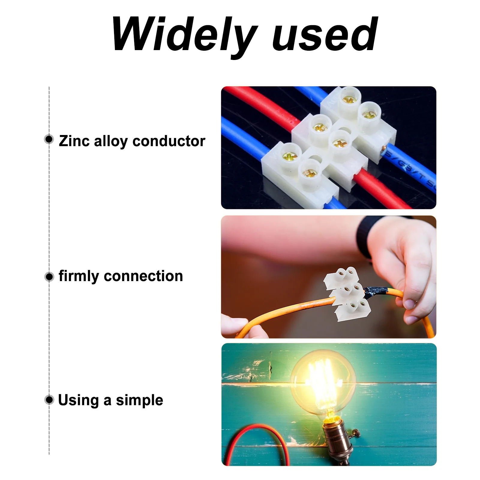 

30pcs 3 Position Terminal Block Screw Wire Connector Zinc Alloy Conductor Flame Retardant Shell High Temp Resistance For