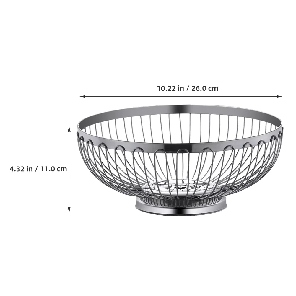 

Stainless Steel Fruit and Vegetable Basket Rack for Storage Extra Large Bowl Round Wire Counter Snack Kitchen Make Tea Baskets