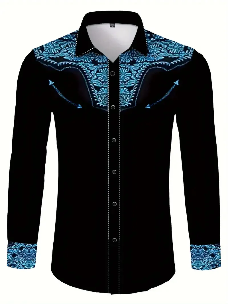 Chemise à manches longues pour hommes avec boutons respirants, chemise décontractée, style denim occidental, mode rétro, printemps et automne, nouveau